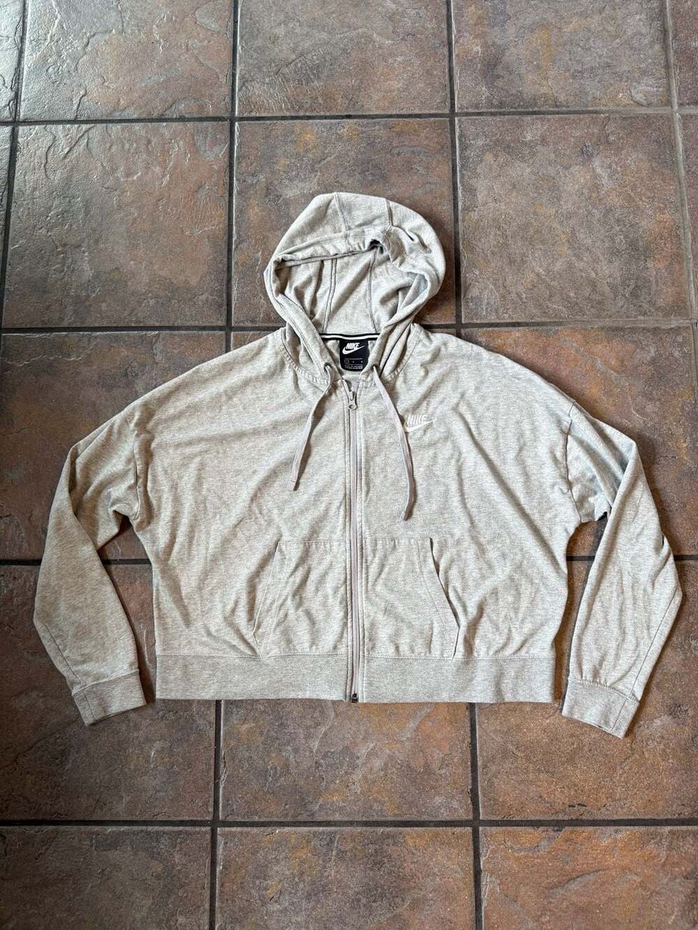 Nike Sportswear Cropped Gym Women's Full-Zip Hoodie Heather Grey Size Large